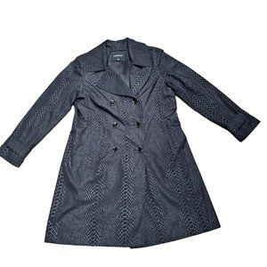 1990’s LONDON FOG Black Snake Croc Double-Breasted Womens L Trench Coat NICE